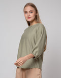 St. Yves Stripy Texture Knit Kaos 7/8 Wanita