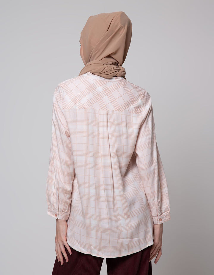 Annisa Long Sleeve Shirt Basic Shanghai Collar Check Print