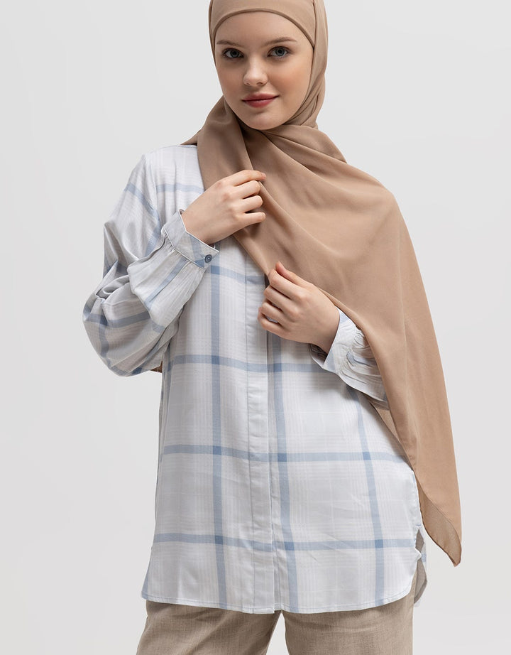 Annisa Long Sleeve Shirt Basic Shanghai Collar Check Print