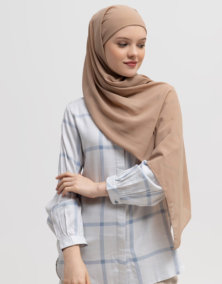 Annisa Long Sleeve Shirt Basic Shanghai Collar Check Print