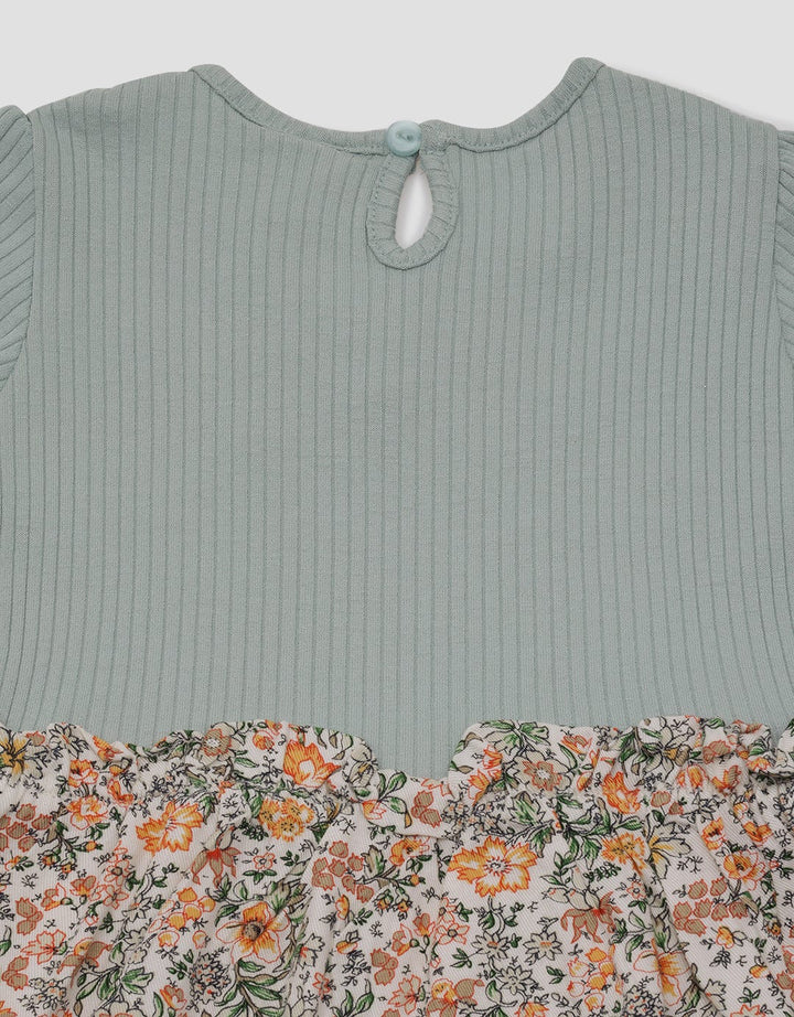Pipiniko Woven Combi Print Dress Anak Perempuan