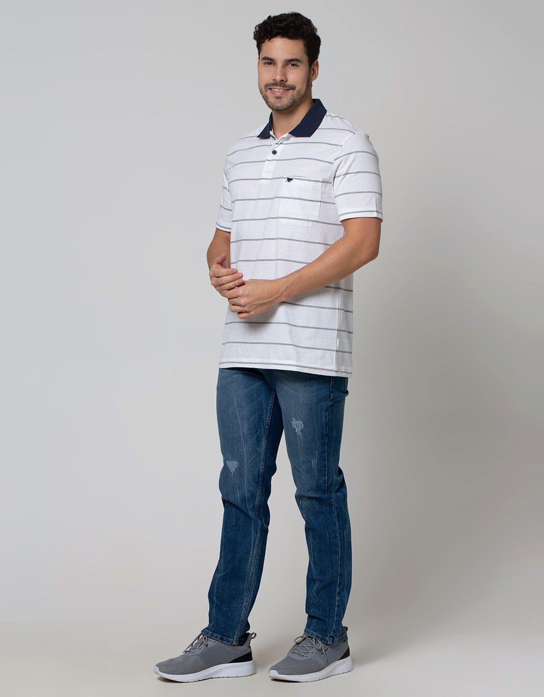 Walrus Polo Shirt Stripes Casual Pria