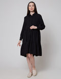 Connexion Long Sleeve Midi Dress W Collar Tiered