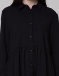 Connexion Long Sleeve Midi Dress W Collar Tiered