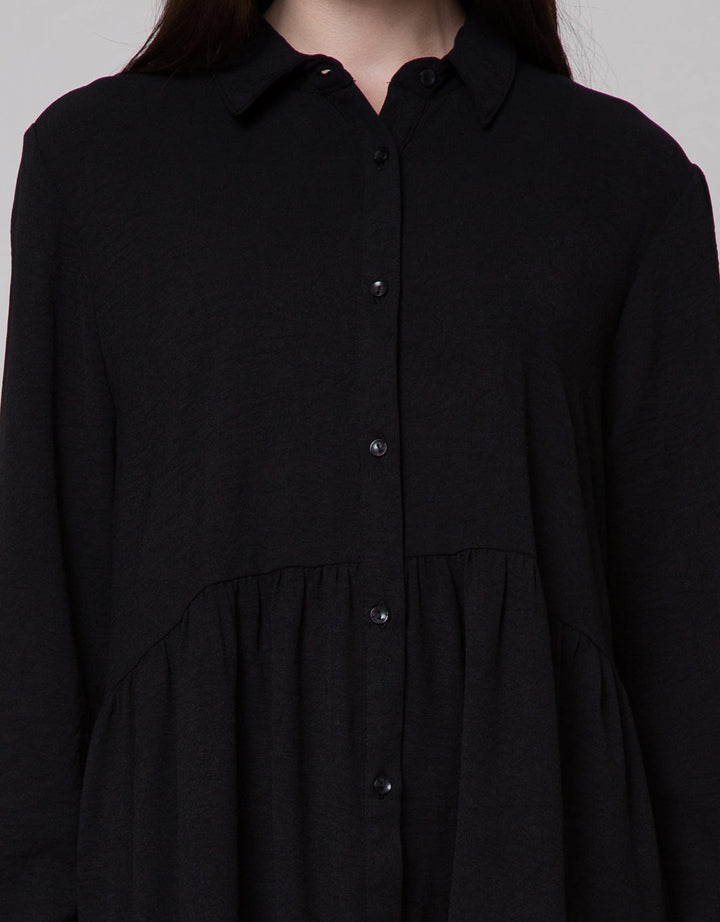 Connexion Long Sleeve Midi Dress W Collar Tiered