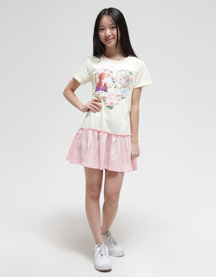Disney Short Sleeve Midi Dress Daily Ruffle Frozen