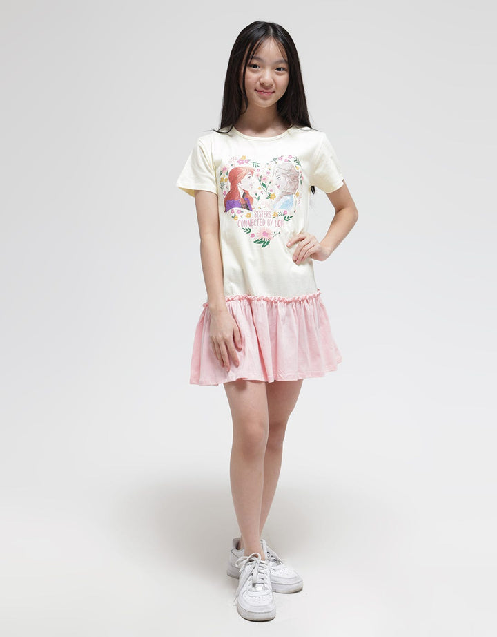 Disney Short Sleeve Midi Dress Daily Ruffle Frozen