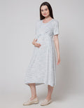 Connexion Mom Short Sleeve Midi Dress Stripe