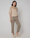Details Short Sleeve Blouse Baloon With Wide Collar