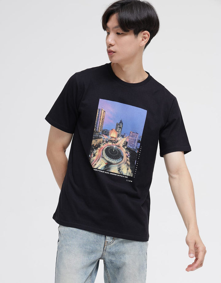 T Zone Short Sleeve T-Shirt Night In Jakarta Photoprint