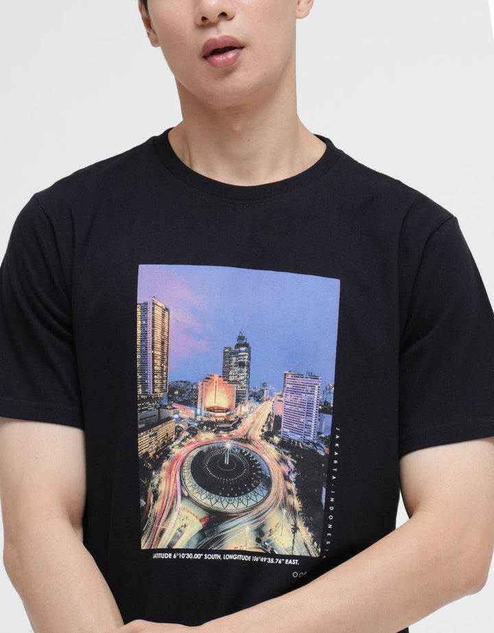 T Zone Short Sleeve T-Shirt Night In Jakarta Photoprint