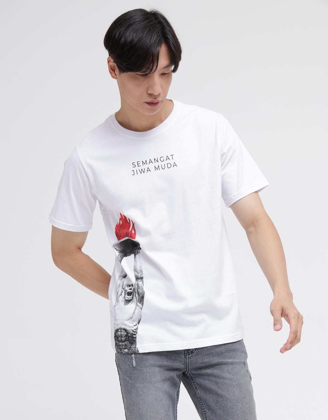T Zone Short Sleeve T-Shirt Kota Jakarta Patung Half Print