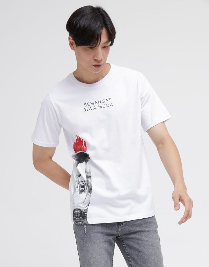 T Zone Short Sleeve T-Shirt Kota Jakarta Patung Half Print