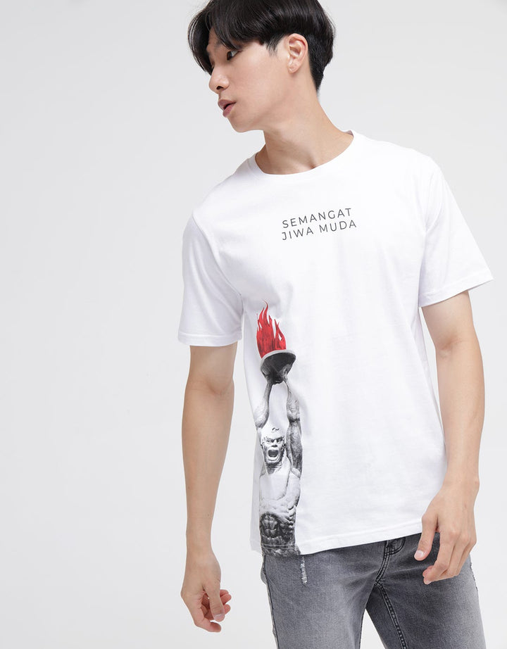 T Zone Short Sleeve T-Shirt Kota Jakarta Patung Half Print