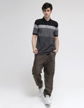 Cole Short Sleeve Polo Shirt Stripe Textured Engineering