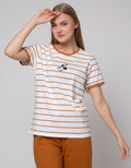 Disney Mickey Stripe Kaos Casual Wanita