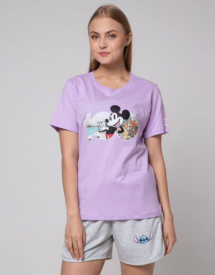 Disney Mickey 100 Print Kaos Wanita