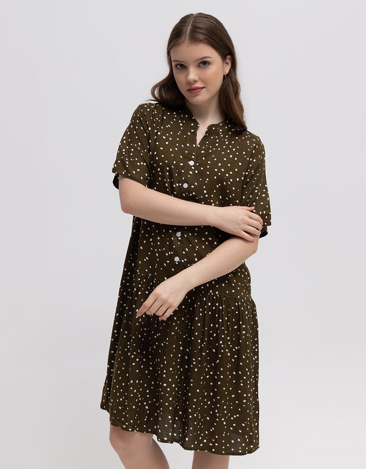 St. Yves Short Sleeve Midi Dress Mini Dots