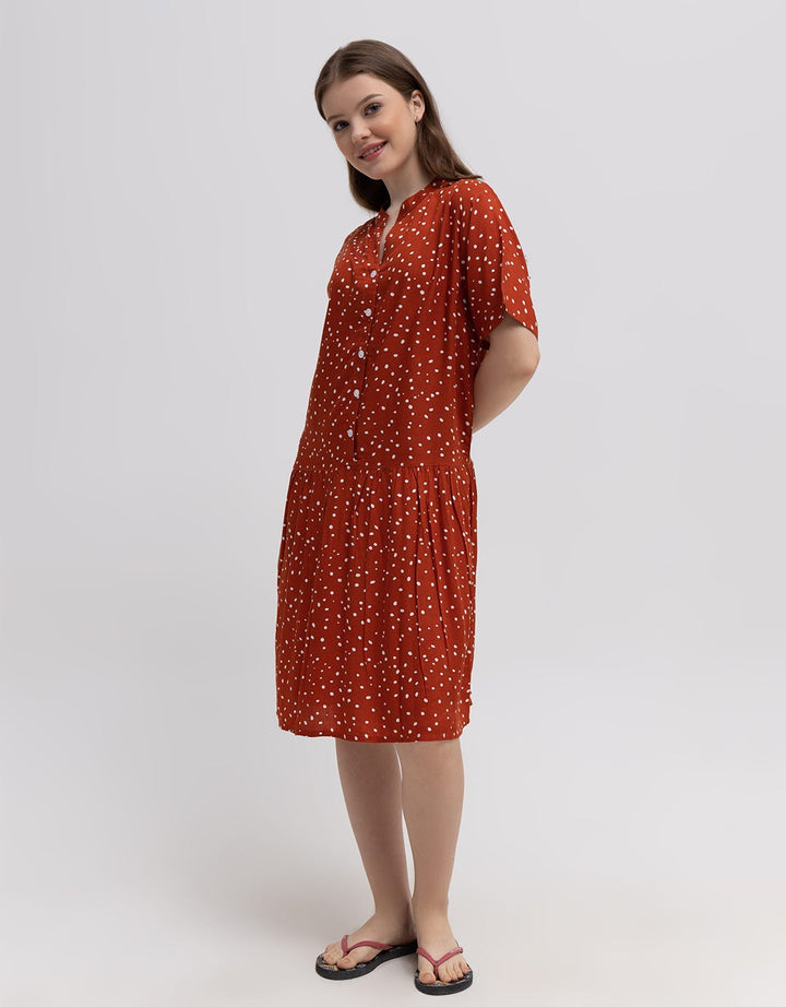 St. Yves Short Sleeve Midi Dress Mini Dots