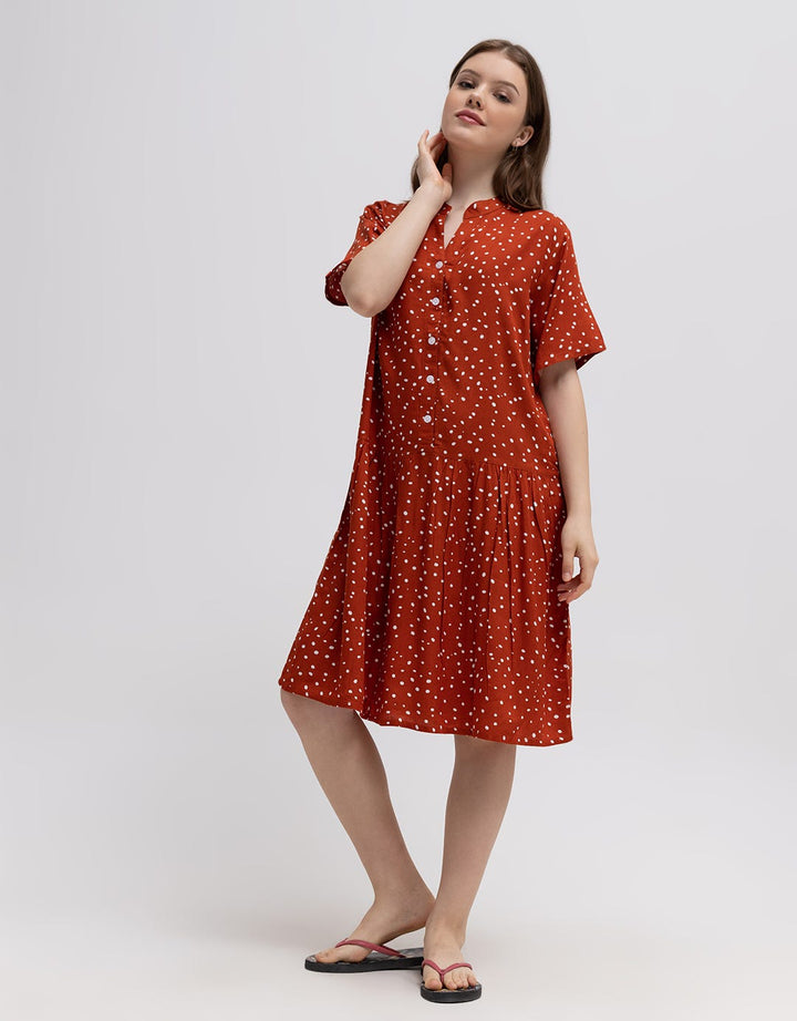 St. Yves Short Sleeve Midi Dress Mini Dots