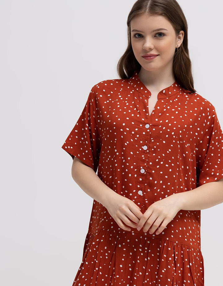St. Yves Short Sleeve Midi Dress Mini Dots