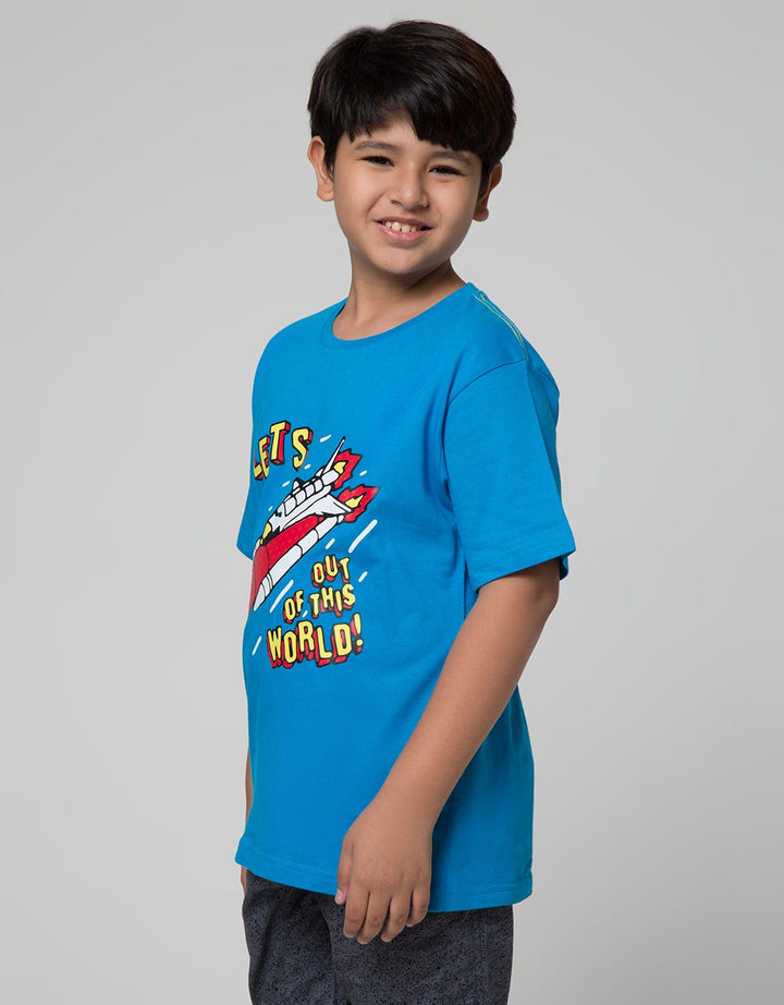 Aero Spaceship Print Kaos Anak Laki-laki