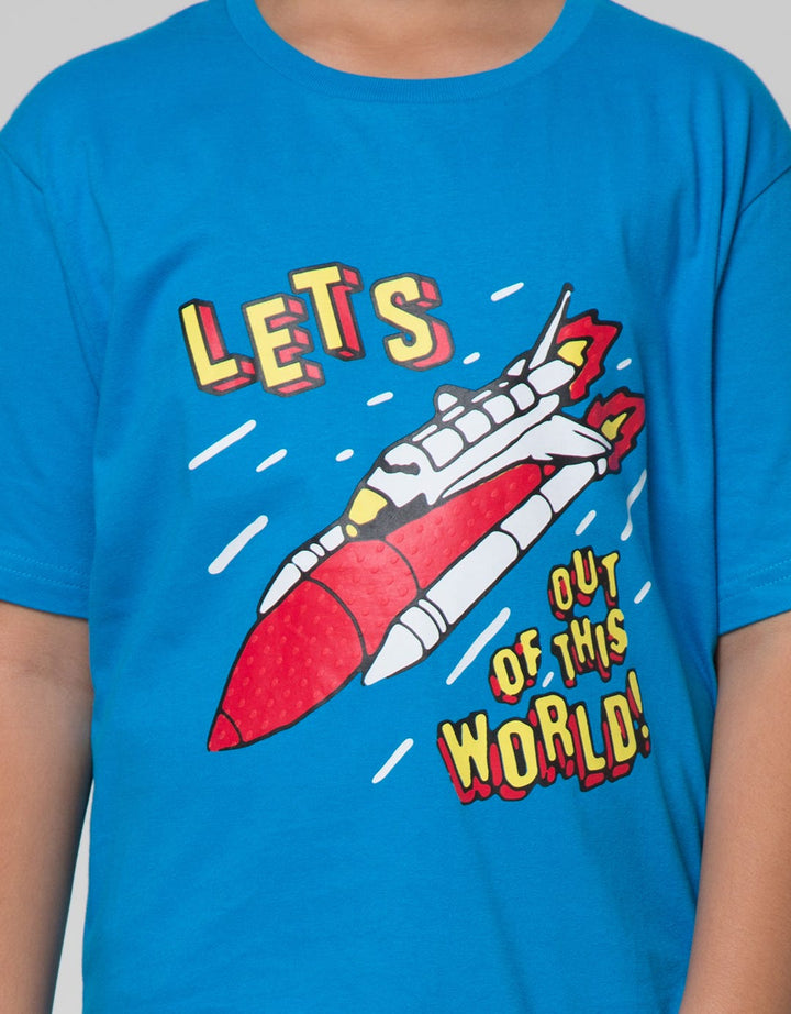 Aero Spaceship Print Kaos Anak Laki-laki