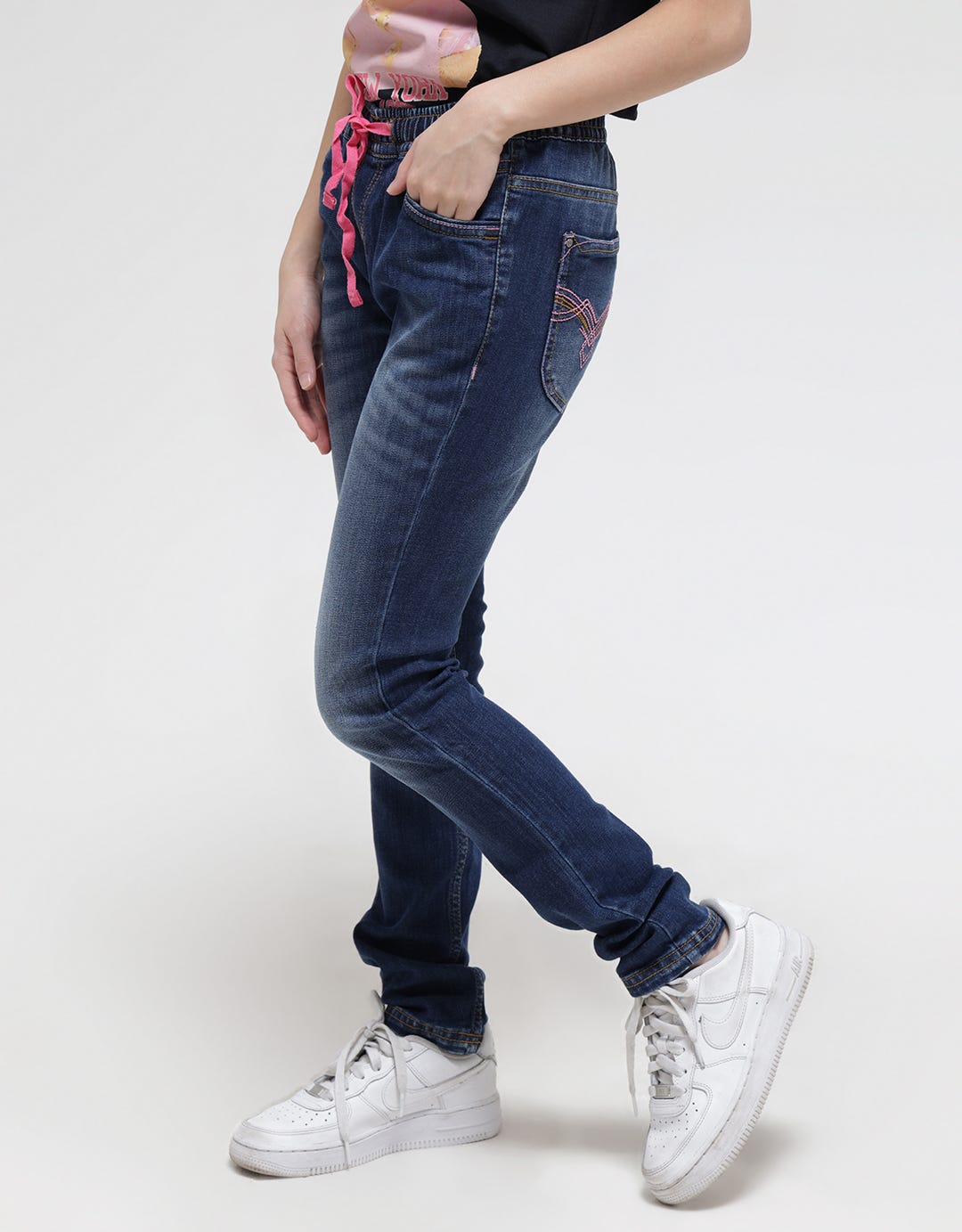Cardinal Kids Girl Washed Accent Denim Long Pants