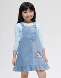Little M Midi Dress Overall Denim Bordir Unicorn Planet