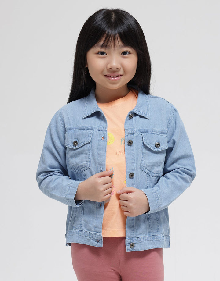 Little M Denim Jacket Bordir Unicorn Planet Belakang