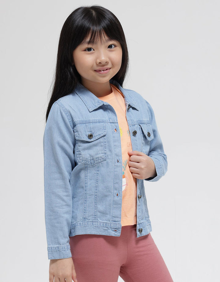 Little M Denim Jacket Bordir Unicorn Planet Belakang