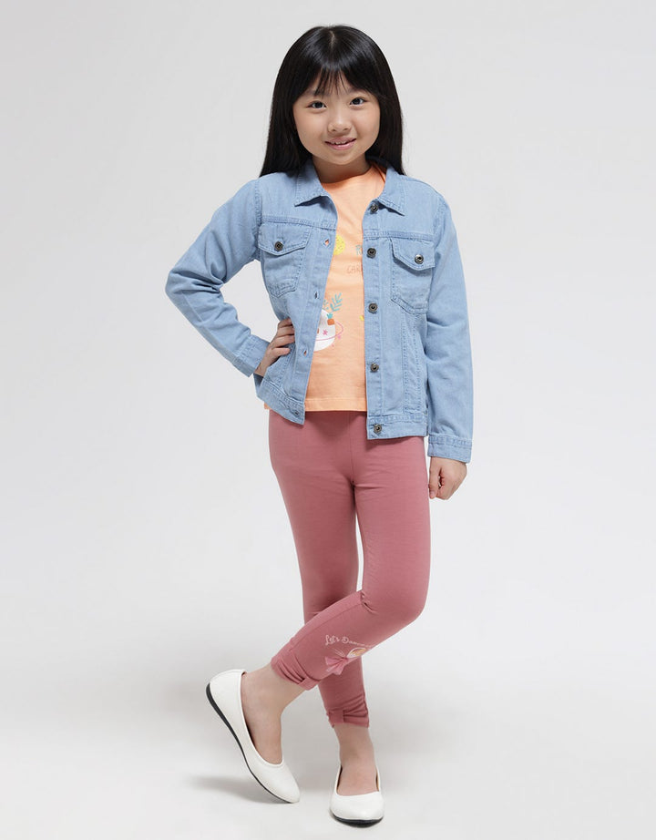 Little M Denim Jacket Bordir Unicorn Planet Belakang