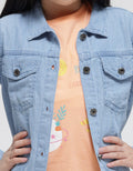 Little M Denim Jacket Bordir Unicorn Planet Belakang