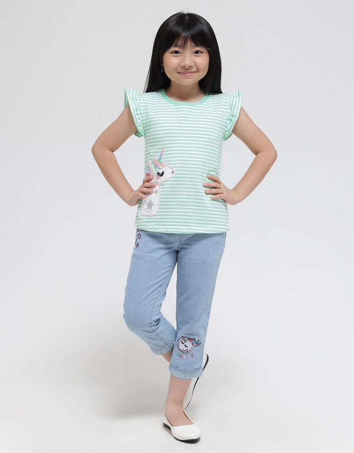 Little M Denim Long Pants Bordir Unicorn Planet