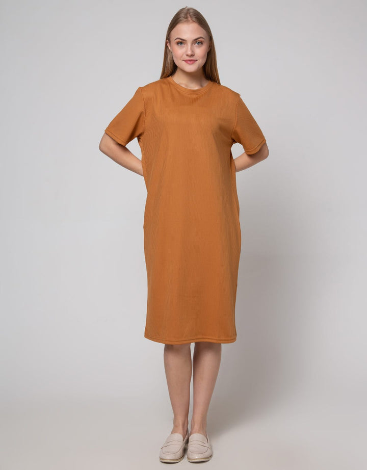 Details Midi Dress Knit With Short Sleeves And Loose Fit