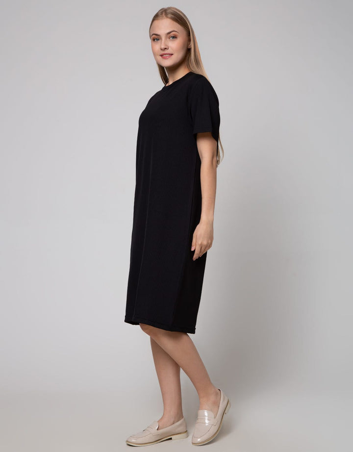 Details Midi Dress Knit With Short Sleeves And Loose Fit