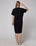 Details Midi Dress Knit With Short Sleeves And Loose Fit