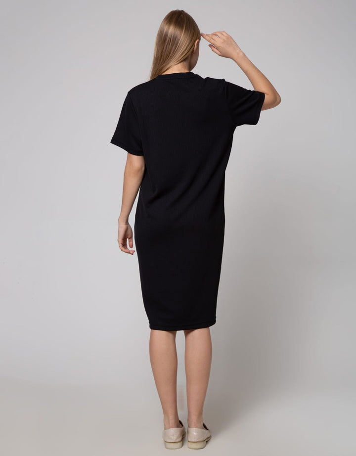 Details Midi Dress Knit With Short Sleeves And Loose Fit