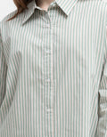Details Long Sleeve Shirt With Stripe Print