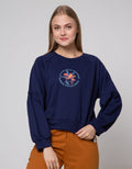 Details Baloon Sleeve Print Sweater Wanita