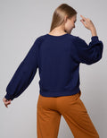 Details Baloon Sleeve Print Sweater Wanita