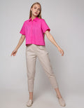 Details Short Sleeve Shirt Plain With Pleats At The Back