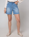 Details Denim Short Pants With Destroyed