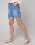 Details Denim Short Pants With Destroyed
