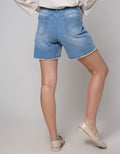 Details Denim Short Pants With Destroyed