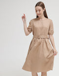 Connexion Short Sleeve Midi Dress Cotton W Buckle