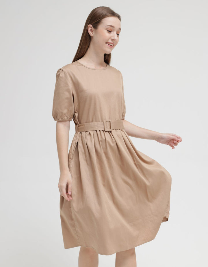 Connexion Short Sleeve Midi Dress Cotton W Buckle