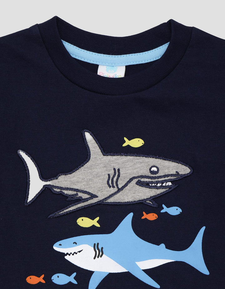 Pipiniko Shark Patch Kaos Anak Laki-laki