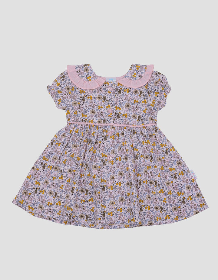 Pipiniko Midi Dress Woven Ruffle Colar Anak Perempuan