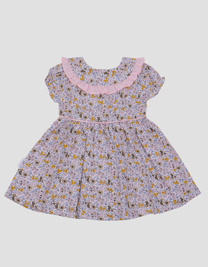 Pipiniko Midi Dress Woven Ruffle Colar Anak Perempuan